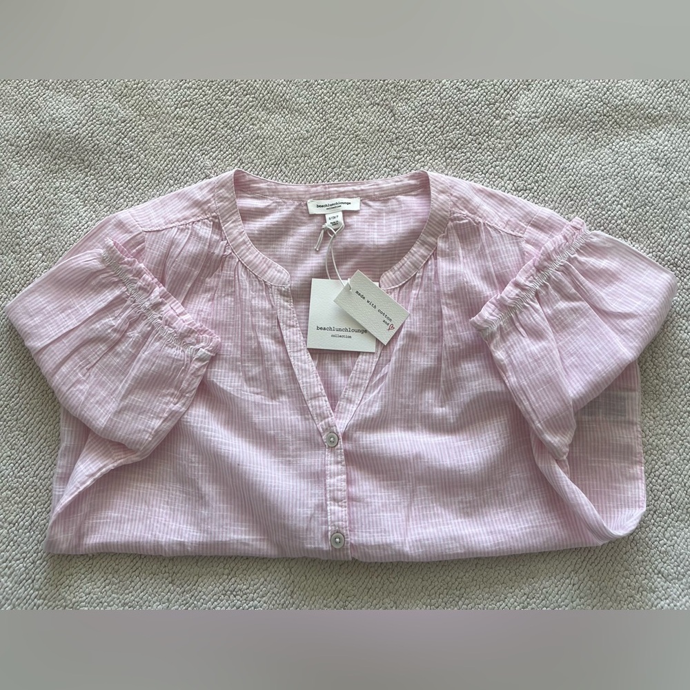 BeachLunchLounge Gia Top - Button Down Shirt - French Rose - Size: Small - Picture 5 of 13